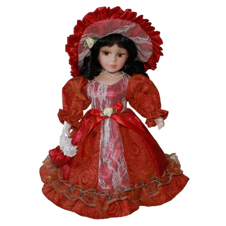 30cm Porcelain Female Doll Vintage Figure In Princess Dress Suit