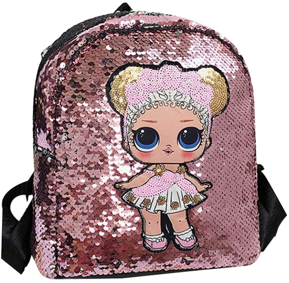 MysterLuna Mini Sequins Backpack with Cute Cat Ears Sparkly Rainbow Flip Sequins Backpack for Women Girls 