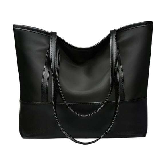 yulier Tote Bag for Women, Shoulder Bag Handbag Oxford Cloth Soft Leather Purses and Handbags Large Capacity Casual Ladies Tote for Travel Work, Gifts for Female, Mother, Wife (Black)