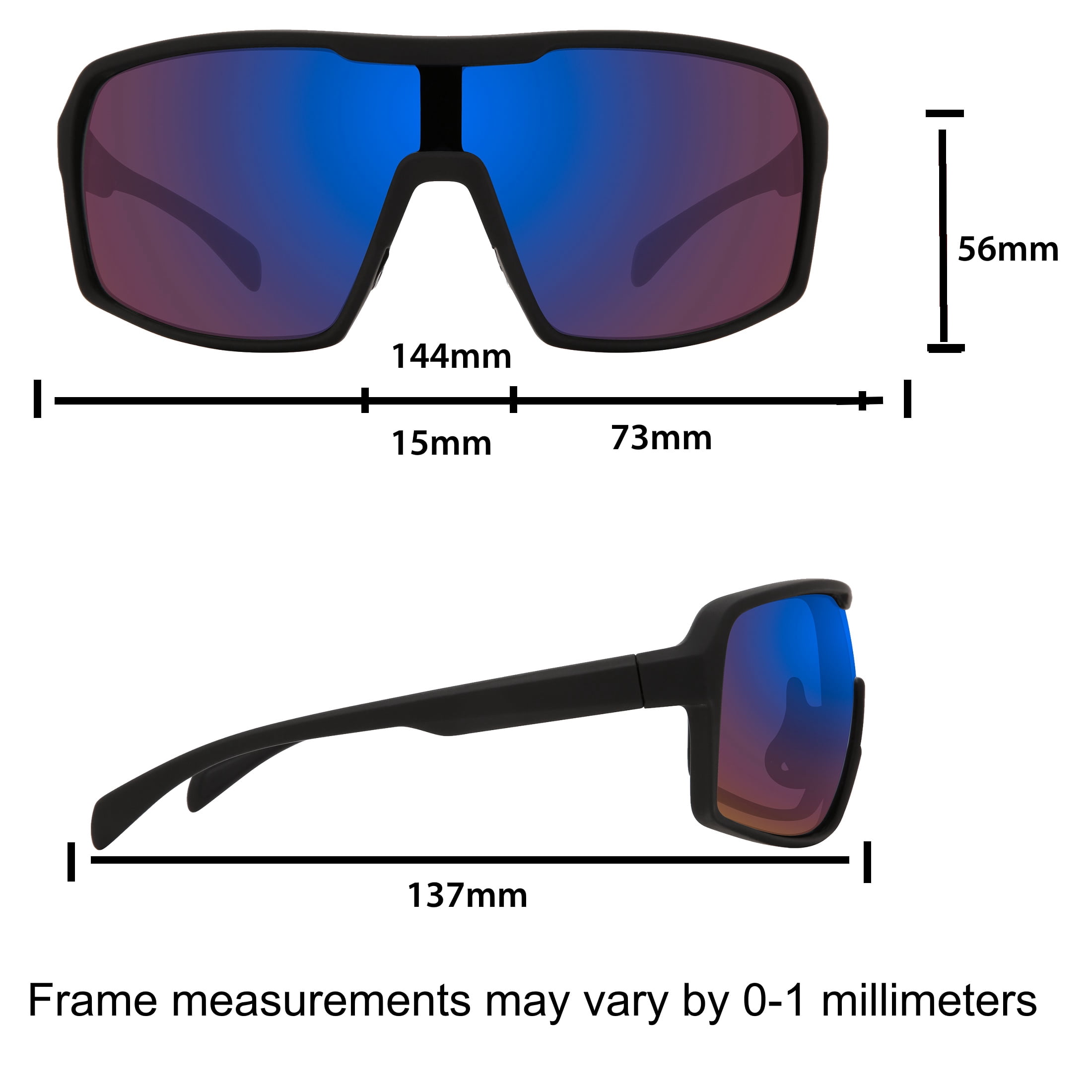 M+ Safety Glasses, Unisex, MS369150BLKR Lens revo blue, 1 pc