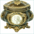 thumbnail image 4 of Decorative Jewelry Box, 9” Tall with Gold Leaf & Greek Engravings | Bronze Finish | Polyresin, 4 of 5