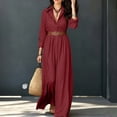 thumbnail image 6 of Aimik Women's Long Sleeve Button Down Maxi Shirt Dress Belted V-Neck Loose Fit Casual Flowy Maxi Dress, 6 of 6