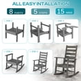 thumbnail image 4 of FODINGHILL Outdoor Rocking Chair Set of 2,HDPE All Weather Patio Rocker for Porch,Garden,Balcony,Grey, 4 of 10