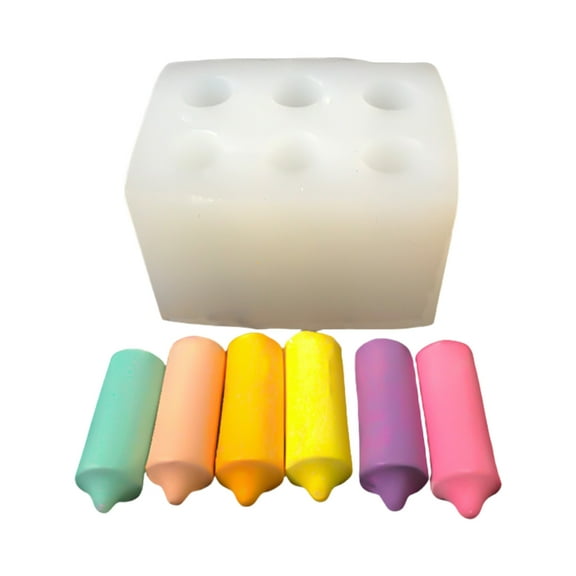 6 Cavities Pillar Candle Silicone Molds for Epoxy Resin Handmade Candle Soap Candy Fondant Cake Mould Chocolate Mould