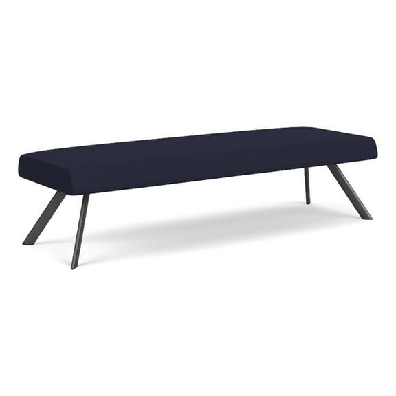Willow Lounge Lobby Reception Waiting 3 Seat Bench / Charcoal Steel / Navy Blue