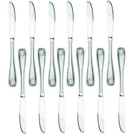 TrueCraftware- Set of 12 Stainless Steel Sea Shell Dinner Knife- Stainless Steel Flatware Cutlery Kitchen Tableware Set for Home and Restaurant Butter Knife Spreader Table Knives
