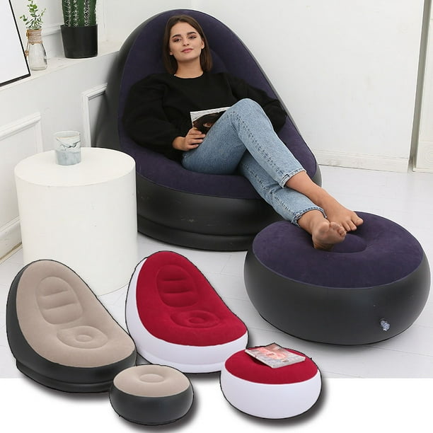Sofá inflable para adultos, conjunto de dos piezas con pedal flocado, sofá reclinable, sofá inflable para ocio