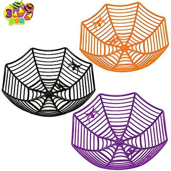 3 Pcs Halloween Candy Bowl Spider Web Trick or Treat Bowl Halloween Decorations Indoor Plastic Candy Dish Party Favors Supplies for Haunted House Table Desk Party Decor