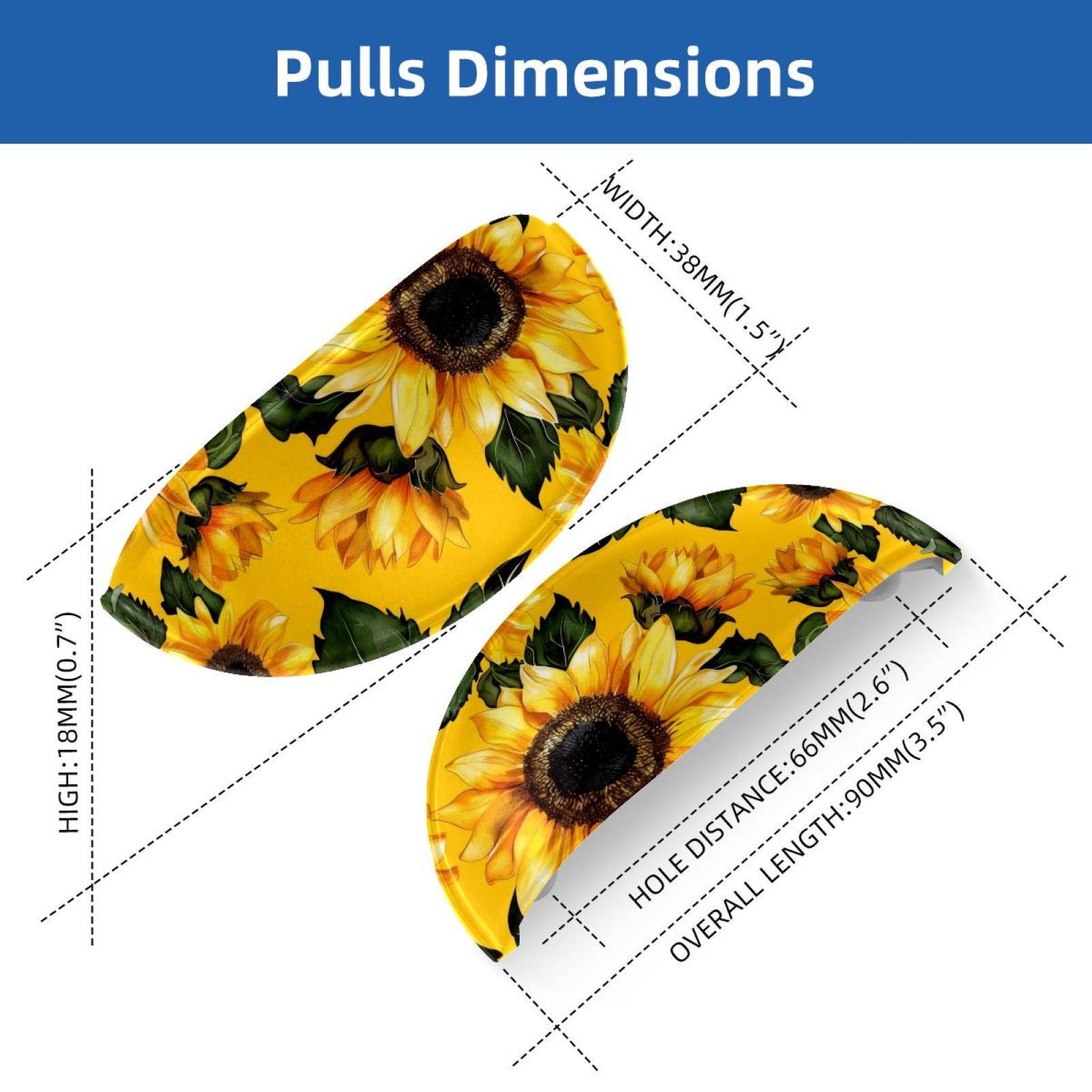 PhooArto 6 Pcs Cup Drawer Pulls, Flower Sunflower Pattern Shell Shape Handles Cabinet Knobs for Dresser Cupboard Closet Wardrobe with Screws