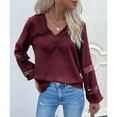 thumbnail image 2 of Tops Con Cuello En V, Blusa Informal De Manga Larga De Color Puro Para Mujer Cómoda Y Transpirable Para Mujer Para Citas Para Club ANGGREK Otros, 2 of 7