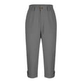 thumbnail image 5 of Bovxnpu Plus Size Pants For Women, Cargo Capris Pants for Women Cropped Trouser, Women Solid Color Pants With Elastic Waist Casual Work Clothes Belt Pockets S, 5 of 6