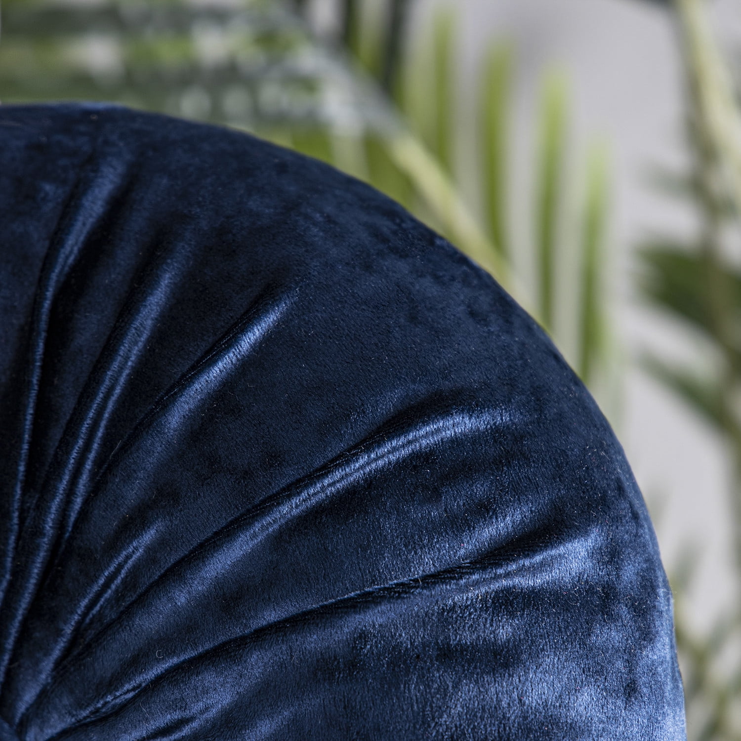Phantoscope Crushed Velvet Pleated Round Pumpkin Floor Pillow Series Decorative Throw Pillow, 16" x 16" Round, Navy, 1 Pack