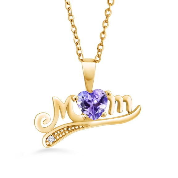 Gem Stone King 0.51 Ct Blue Tanzanite 18K Yellow Gold Plated Silver Pendant with Chain