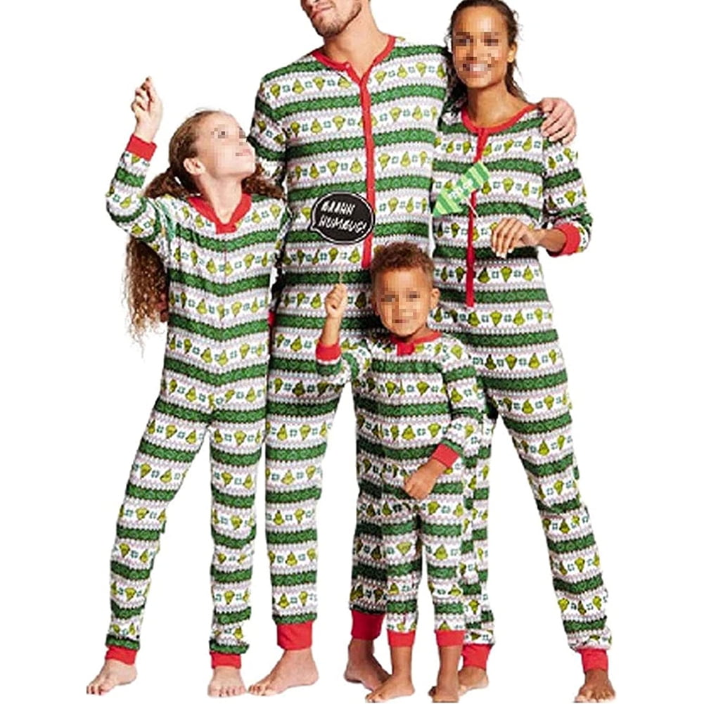 Christmas Family Matching Pajamas Set Onesie Animal Print Sleepwear for  Adult Kids Nightwear Suit 