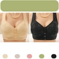 thumbnail image 4 of CLOISE Womens Bras No Wire Plus Size 2 Pack Front Closure No Underwire Bras for Seniors Wireless Full Coverage Push up Front Snap Bra Older Women Comfort Lace Everyday Bras Beige XL, 4 of 4