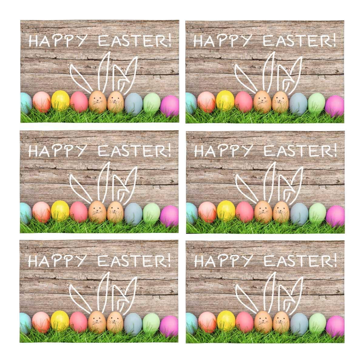 YUSDECOR Happy Easter Decoration Easter Eggs and Cute Bunny Placemats
