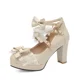 thumbnail image 1 of Zapatos de tacón alto con correa cruzada para mujer, bombas Mary Jane para fiesta, boda, Cosplay, blanco, rosa, negro, fresa, arco, Princesa, Cosplay, Lolita, 1 of 5