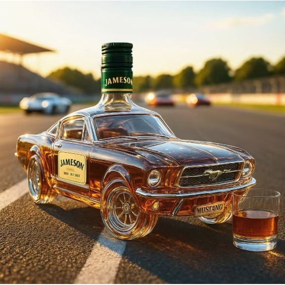 Car Shaped Glass Decanter, 300ml Clear Whiskey Bottle, Unique Liquor Decanter for Home Bar, Gift for Car Lovers