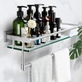 thumbnail image 6 of Bathroom Glass Shelf with Full-coverage Railing, Floating Tempered Glass Bathroom Wall Shelf Rectangle 20 Inch Over The Toilet Storage Cabinet, Towels, Gaming Floating Shelves, Bathroom Accessories, 6 of 8