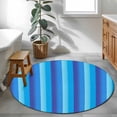 thumbnail image 4 of Blue Stripe Gradient Round Living Room Rugs 4 ft, Vertical Striped Modern Minimalist Art Washable Area Rug with Non-Slip Sturdy Edge Binding Round Carpet for Entryway Kitchen Bedroom Bathroom, 4 of 9