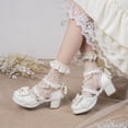 thumbnail image 6 of SACFOF Women Lolita Kawaii Shoes Chunky Heel Mary Janes Ankle Strap Lace Pumps Bow Cute Block Heel Rockabilly Shoes, 6 of 6