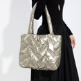 thumbnail image 4 of Bolso de hombro acolchado para mujer, bolso de mano, bolso cruzado (champán), 4 of 9