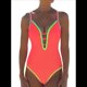 thumbnail image 1 of Traje de Baño de una Pieza para Mujer, con Control de Abdomen, Escote en V Profundo, Neón, , con Lazo en la Espalda, Verano 2025. Color Naranja M, 1 of 6
