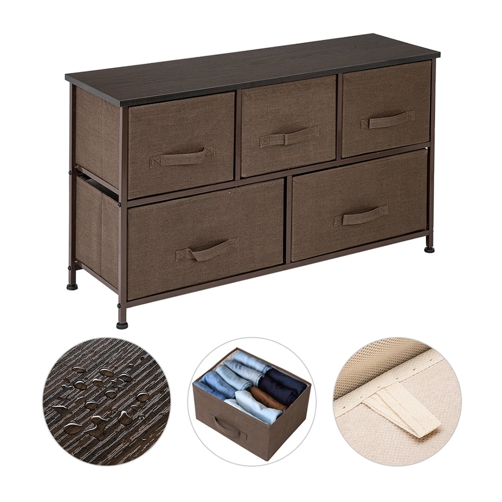 Kepooman 2-Tier Dresser Organizer, 5 Cube Fabric Dresser Tower for Bedroom/Hallway/Entryway/Closets