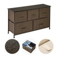 thumbnail image 5 of TKOOFN 2 Tier-5 Drawers Dresser Storage Organizer, Closet Shelves for Bedroom Bathroom, Steel Frame Wood Top with Fabric Bins, Brown, 5 of 8