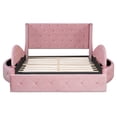 thumbnail image 5 of Upholstered Platform Bed Queen Size Storage Velvet Bed with Wingback Headboard and 1 Big Drawer,2 Side Storage Stool(Pink), 5 of 21