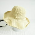 thumbnail image 2 of Clearance! Baberdicy Handmade Hollow Straw Hat Cowboy Hat with Curled Brim and Raised Edge Papyrus Beach Hat Sunscreen Hat Beige, 2 of 5