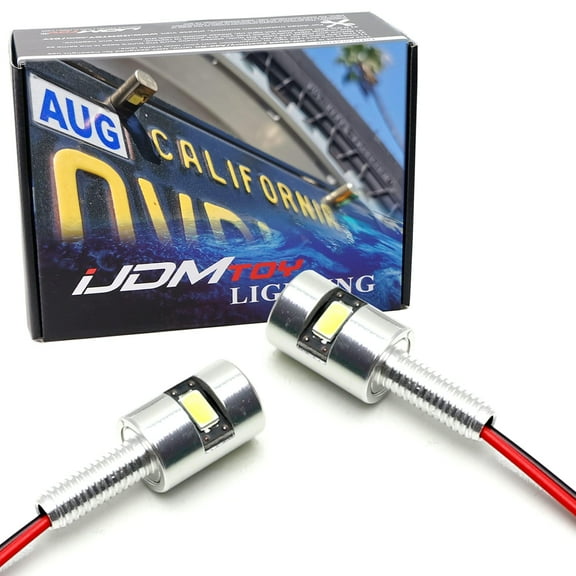 Chrome Finish Stub-Mount Xenon White LED Number Plate Lights For Jeep/SUV Truck Spare Tire Mount License Plate or Relocated License Plate