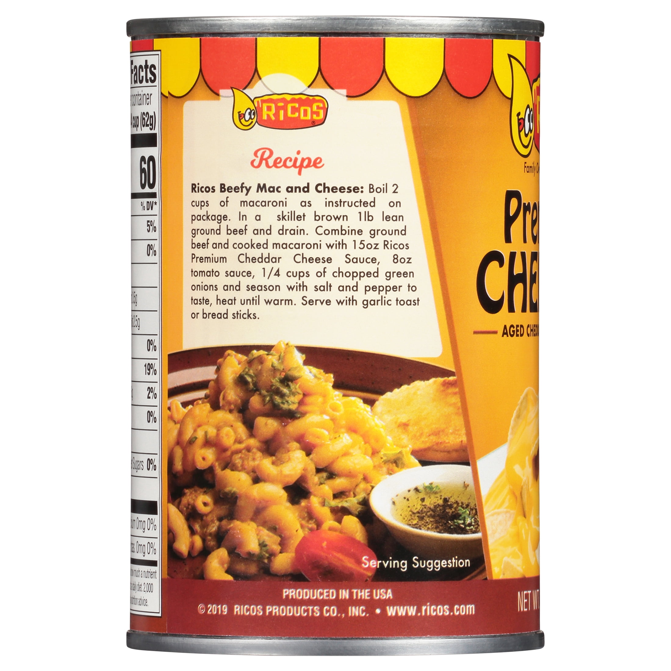 (6 pack) Ricos Premium Cheddar Aged  Ready to Serve Cheese Sauce, 15 oz Can, Shelf-Stable Liquid
