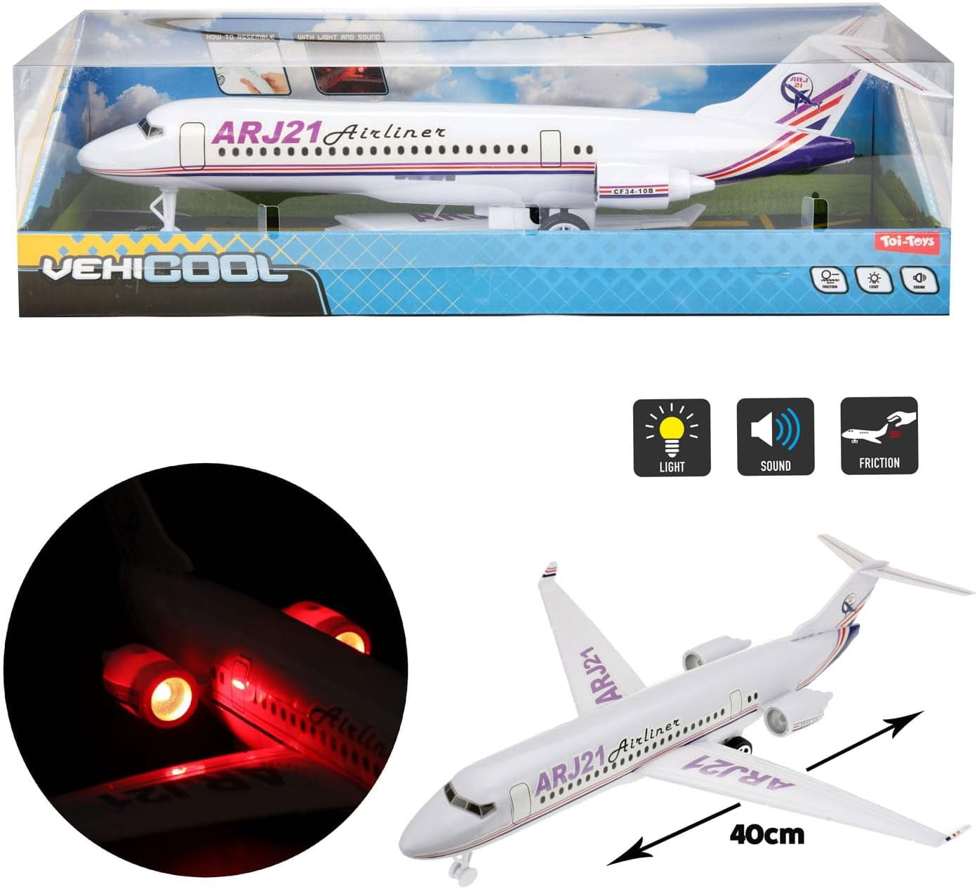 Toi-Toys passenger aircraft friction white 40 x 44 cm