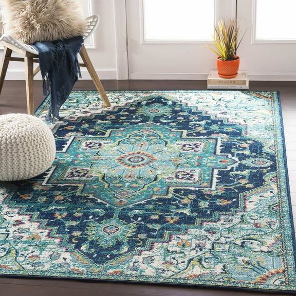 Mark&Day Area Rugs, 2x3 Metz Traditional Teal Area Rug, Blue Grey Carpet for Living Room, Bedroom or Kitchen (1'10" x 2'11")