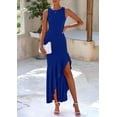 thumbnail image 3 of Vestido largo PRETTYGARDEN 2025 sin mangas con volantes azul sirena, 3 of 8