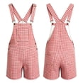 thumbnail image 7 of Kiijoy Girl Checkered Overalls Shorts Summer Casual Gingham Sleeveless Romper, Red, Sizes 6-7, 7 of 7