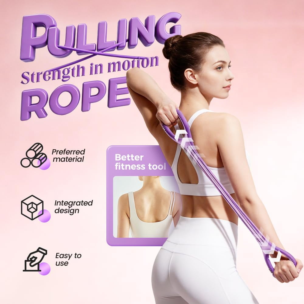 19.7"x4.3" Figure 8 Resistance Band With Handles,Resistance Elastic Bands For Working Out,Arm,Back,Shoulder Training Elastic Ropes,Exercise  Equipment For Yoga,Pilates,Physical Therapy Stretching