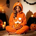 thumbnail image 7 of Curuila Halloween Adult Jumpsuit With Pocket Hallowmas Pumpkin Hooded Flannel Pajamas For Women And Men Party Comfort Homewear Jumpsuit Size L, 7 of 7