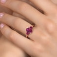 thumbnail image 4 of Gem Stone King 18K Rose Gold Plated Silver Red Created Ruby Engagement Ring for Women | 2.50 Cttw | Oval 9X7MM | Gemstone July Birthstone | Size 5, 4 of 6