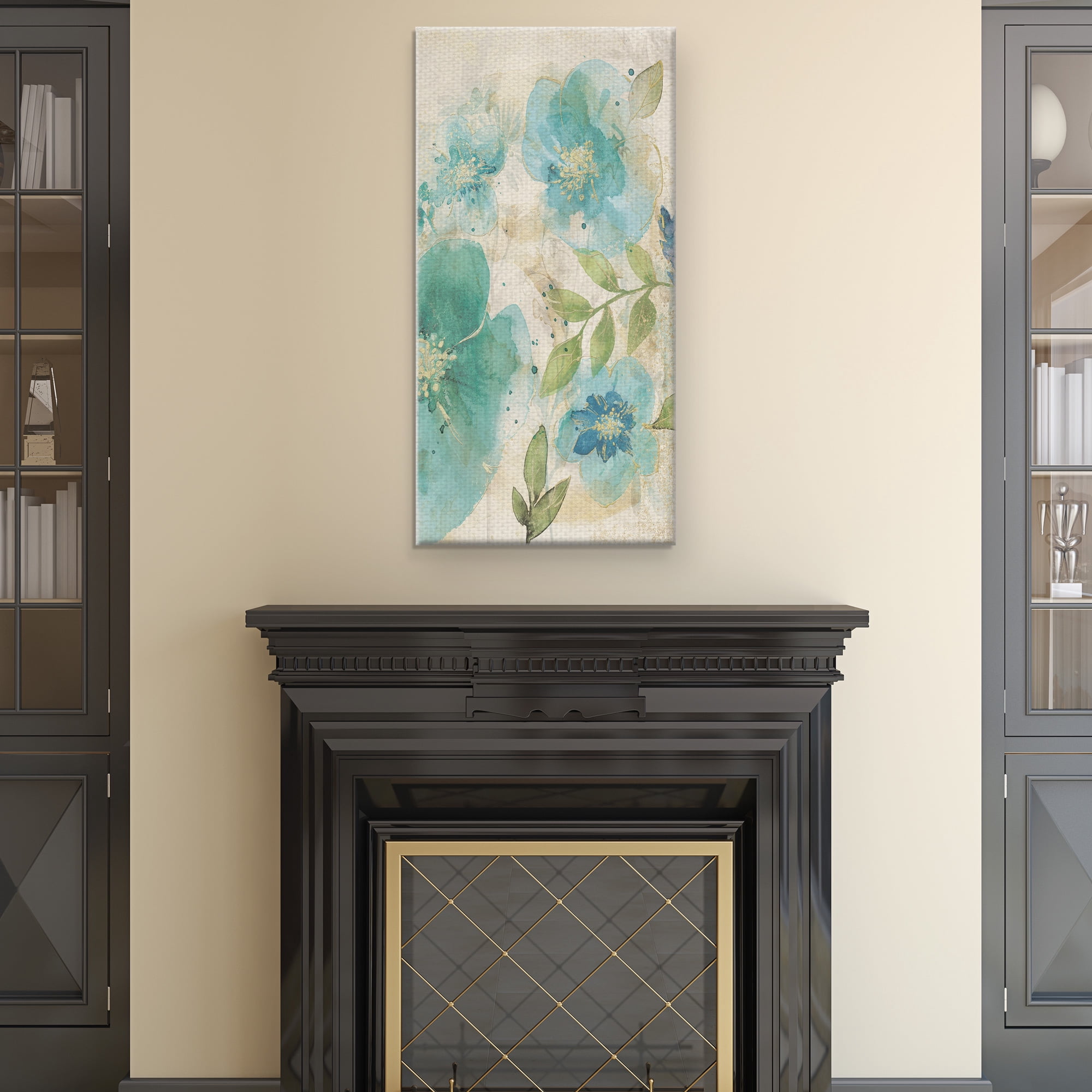 Masterpiece Art Gallery Aqua Petals II Watercolor Flower By Willowbrook Canvas Art Print 17" x 34"