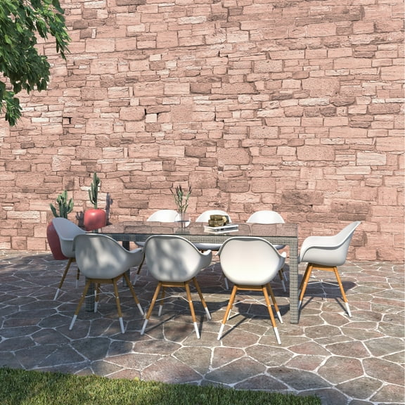 Amazonia Exeter 9-Piece Patio Rectangular Dining Table Set, Wicker Table, Ideal for Outdoors and Indoors