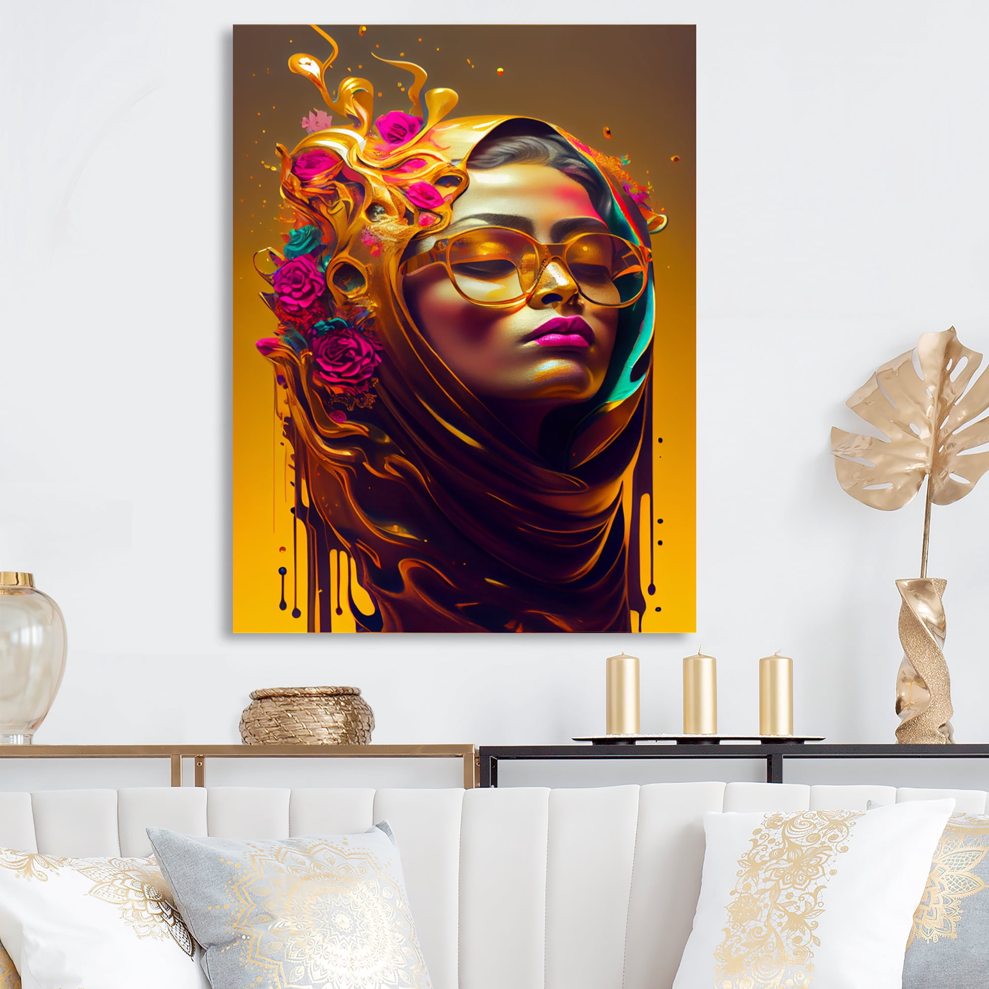 Designart Stylish Arabic Woman With Floral Hijab IX Canvas Wall Art