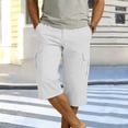 thumbnail image 2 of Men's Cargo Pants 3/4 Length Chino Trousers Lightweight Summer Casual Trousers Straight Leg Outdoor Hiking Pants with Pockets, 2 of 8
