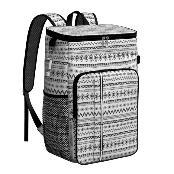Travel Cooler Bag - Boho Bohemia Pioneer Flower Geometric Line Art Camping Beer Cooler Backpack with Bottle Opener- Waterproof Insulated Picnic Backpacks - Cooler Bag for Beach