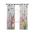 thumbnail image 7 of Grey Easter Blackout Curtains for Bedroom, Spring Watercolor Tulip Flower Plant Wood Grain Thermal Insulated Kitchen Drapes with Grommets, Light Blocking Window Treatment, 2 Panels 52" x 54", 7 of 7