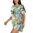 thumbnail image 2 of Susaid Watercolor Palm Tree Print Women's Pajama Set, Button-Up Sleepwear with Elastic Waist Shorts, Perfect for Lounging, Yoga, Beach, and Casual Wear-X-Large, 2 of 7