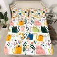 thumbnail image 2 of Homewish Funny Cat Kitten Bed Sheets for Teens, Rustic Leaf Botanical King Sheets, Kawaii Animal Sheet Set, Microfiber Bedroom Decor, 4-Piece, 2 of 7