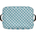 thumbnail image 7 of 2 Pack Fabric Storage Basket Turquoise Blue Checked Closet Storage Bins with Handles Foldable Baskets for Shelves Toy Organizer Home Office Decor Gifts, 7 of 7