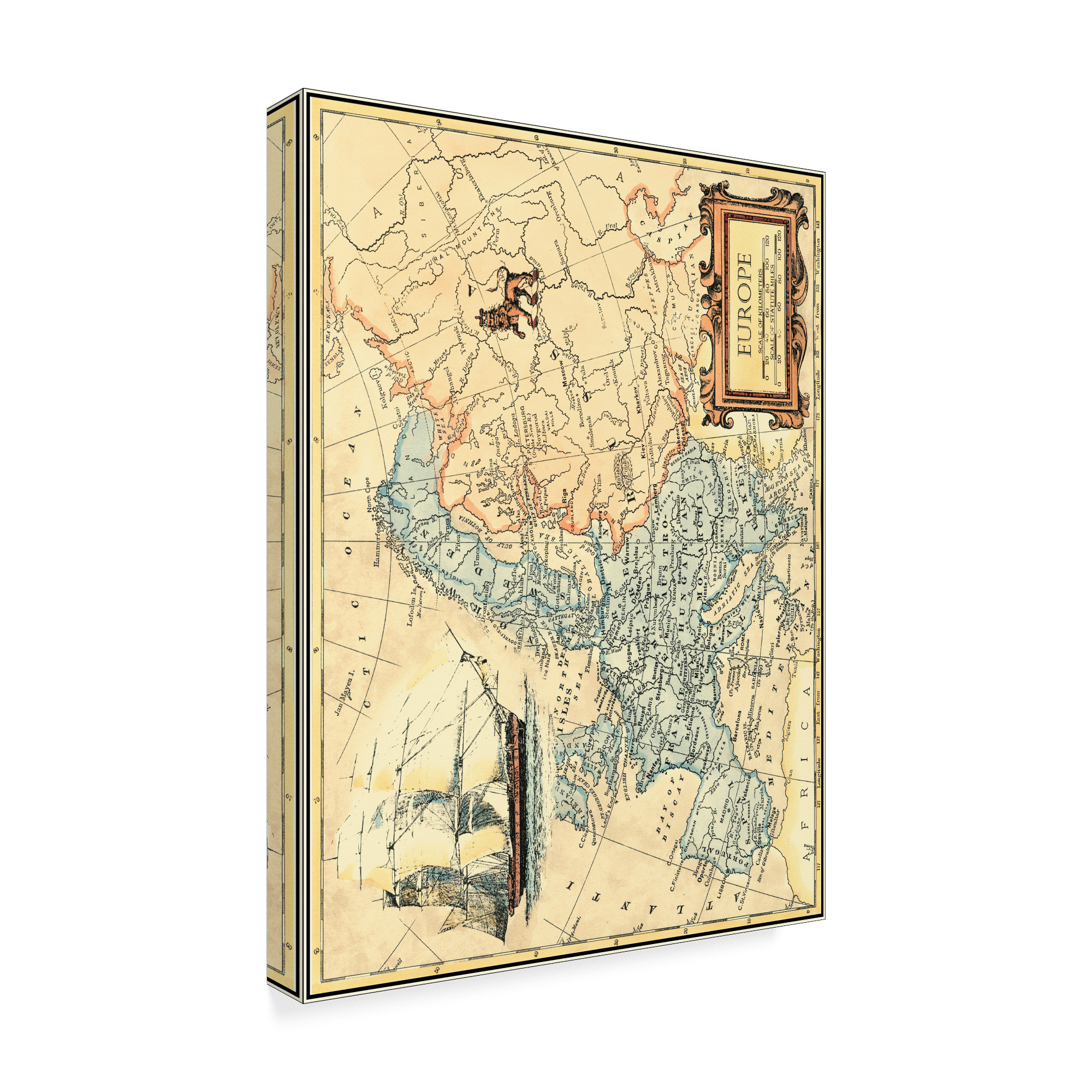 Trademark Fine Art 'Europe Map' Canvas Art by Vision Studio
